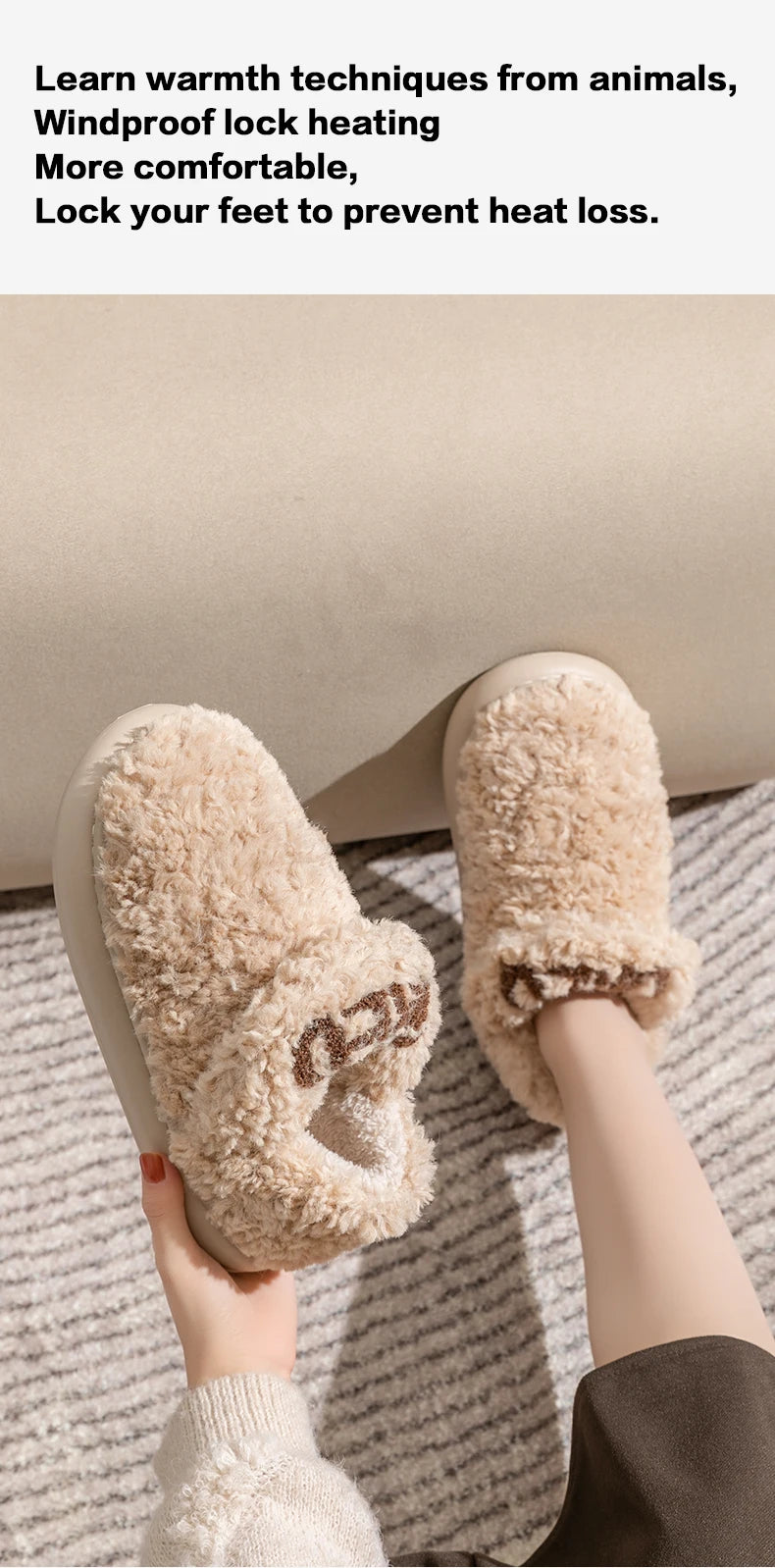 Cotton slippers for women, autumn and winter indoor home, soft bottom for warmth, plush cotton slippers for women, winter