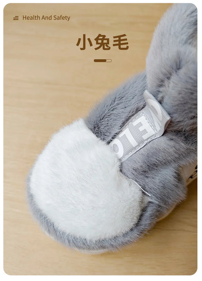 Women Warm Cotton Shoes Couples Winter Home Slippers Soft Plush Thick Sole Fluffy Footwear Female Male Indoor Street Snow Boots