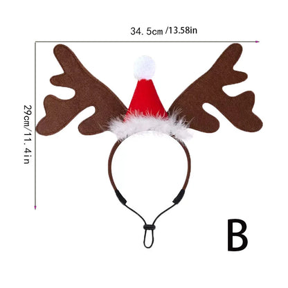 Christmas Pet Headband Reindeer Antlers for Dogs Cats Adjustable Festival Party Headband Small Medium Large Pets Accessories