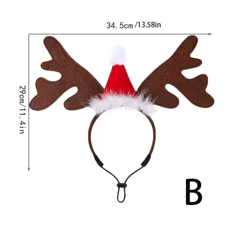 Christmas Pet Headband Reindeer Antlers for Dogs Cats Adjustable Festival Party Headband Small Medium Large Pets Accessories