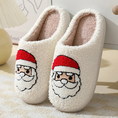 Christmas Slippers Women's Men Home Bedroom Shoes Winter Men's Female Indoor Plush Soft Fluffy Living Room Floor Flip Flops