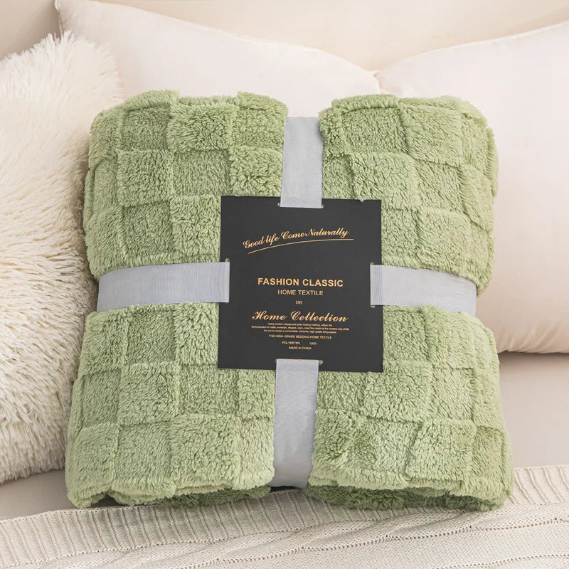 Plaid waffle jacquard 4 saisons — Texture naturelle & chaleur modulable