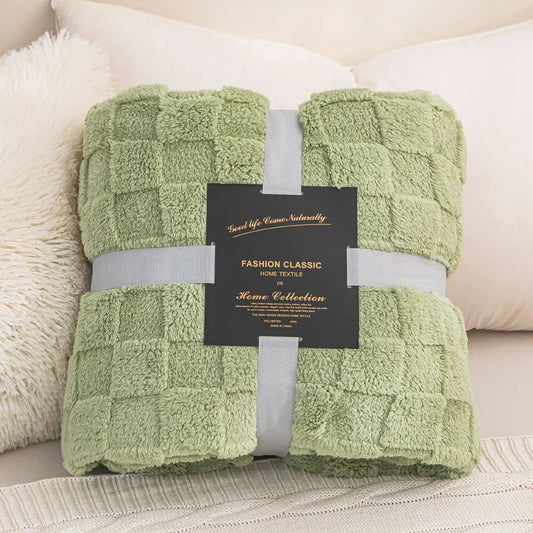Plaid waffle jacquard 4 saisons — Texture naturelle & chaleur modulable