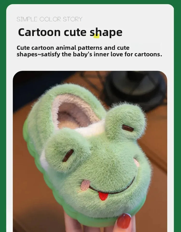 Thickened Cotton Slippers for Children Indoor Outdoor Home Wear Warm Booties with Heel for Boys And Girls in Winter