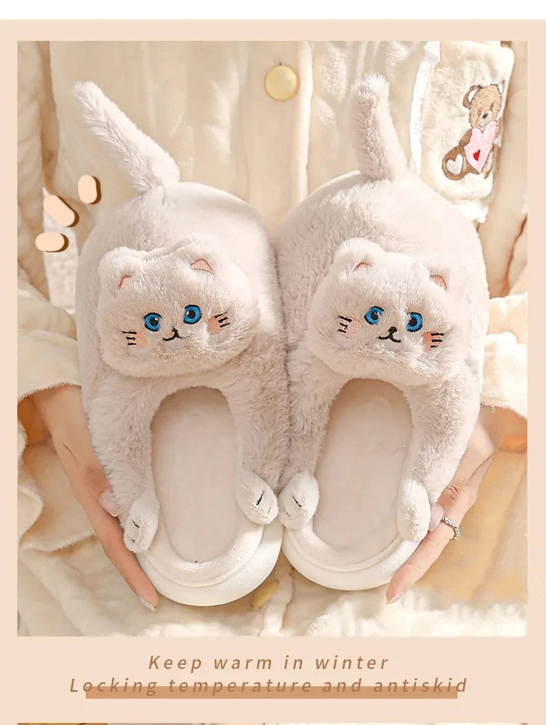 Gacimy Winter Plush Slippers For Women Cute Milk Cow Fluffy Cotton Shoes Girls Fashion Cartoon Indoor Warm Comfortable Slippers