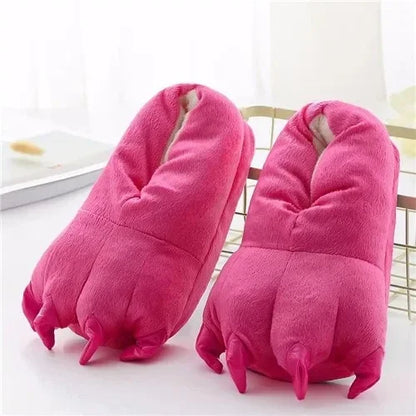 Winter Soft Warm Monster Dinosaur Paw Funny Slippers for Men Women Kids Parent-child Home House Slipper Shoes Room Cotton Shoes