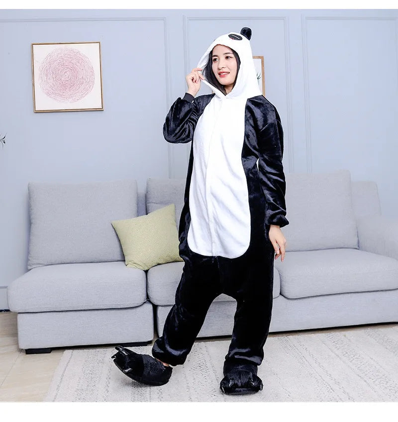 Kigurumi Animal Pajamas Unisex Adults Panda Cartoon Onesies Pyjamas Halloween Christmas Family Party Homewear Costumes