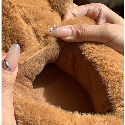 2025 Women's Home Slippers Sweet Fluffy Rainbow Bear Lady slippers indoor Anti slip lightweight keep warm Winter House Shoes 44