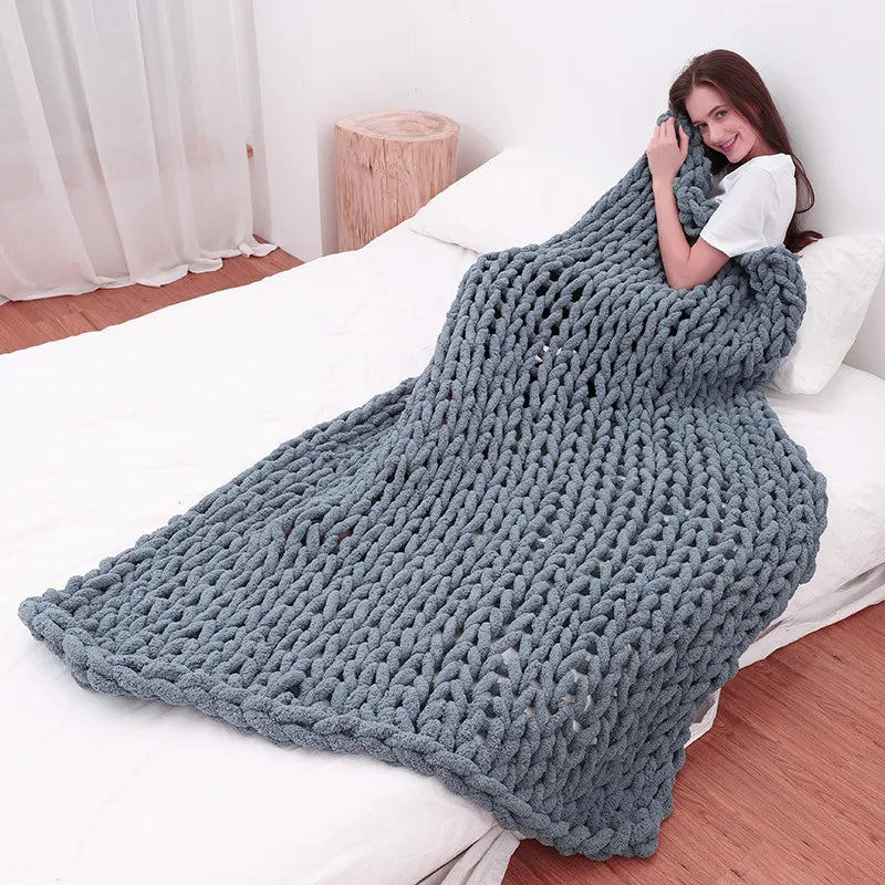 Plaid chenille chunky knit — Chaleur profonde & sensation de cocooning absolu