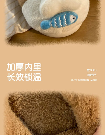 Ladies Fall Fluffy Slipper Women White Sheep Animal flip flops Winter Warm Cartoon Kawaii Soft Plush Indoor Home Shoes Gift
