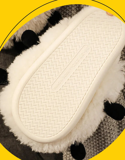 Ladies Fall Fluffy Slipper Women White Sheep Animal flip flops Winter Warm Cartoon Kawaii Soft Plush Indoor Home Shoes Gift