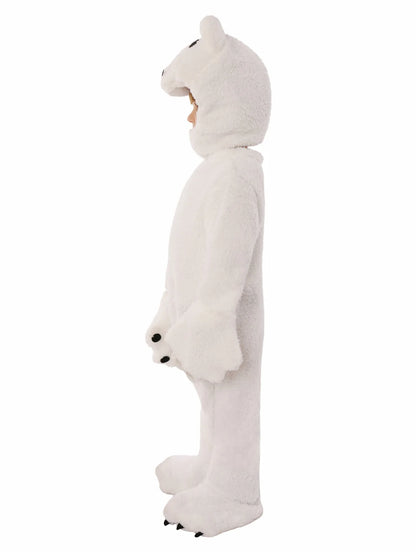 4-11Y Child Kids White Polar Bear Costume Jumpsuit for Boys Girls Unisex Animal Themed Party Cosplay Furry Fleece