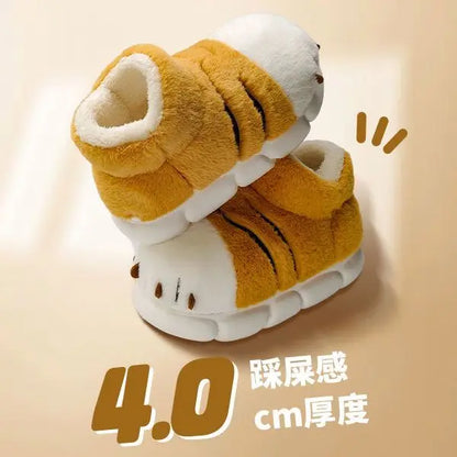 Winter black unhappy kitty slippers women men indoor home slides shoes ladies fun fuzzy kitten slipper cat lovers indoor shoes