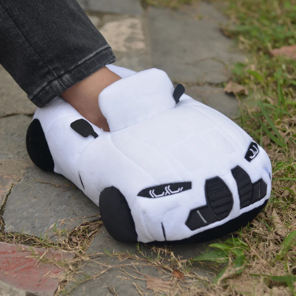 10 COLORS Vehicle Shape Plush Slippers Women Men Cartoon Car Warm Soft House Shoes Birthday Party Indoor Slipper