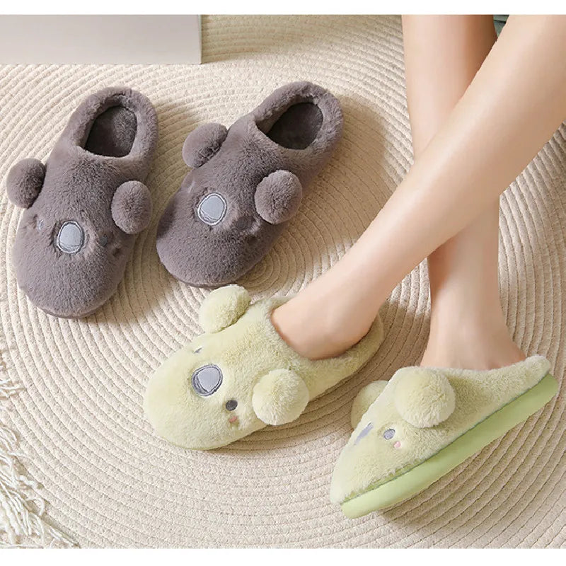 Gacimy Winter Plush Slippers For Women Cute Milk Cow Fluffy Cotton Shoes Girls Fashion Cartoon Indoor Warm Comfortable Slippers
