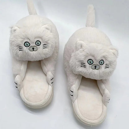 Cosy Cute British Shorthair Cat Slippers For Women Men Who Loves Kitty Indoor Fluffy Plush Home Shoes Fur Slides Mules Slippers
