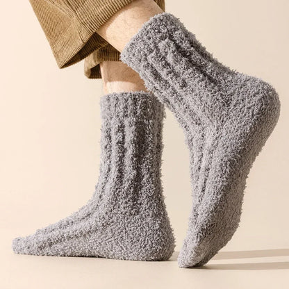 5 Pairs Coral Fleece Winter Socks Men Thick Warm Long Crew Socks Thermal  Cozy Fluffy Sleeping Socks Boys