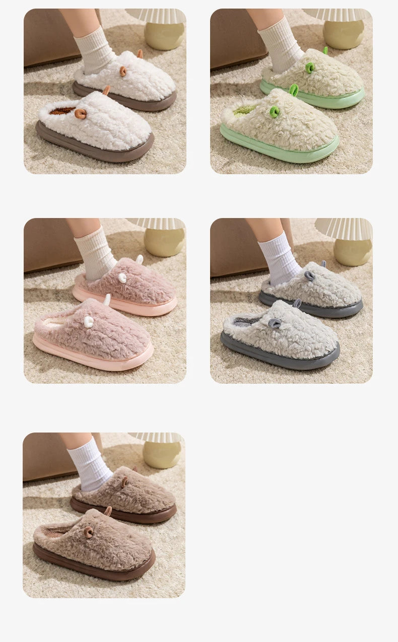 Women's Winter Slippers - Plush Fleece-Lined House Shoes, Warm Indoor/Outdoor Cotton Slippers with Non-Slip Sole