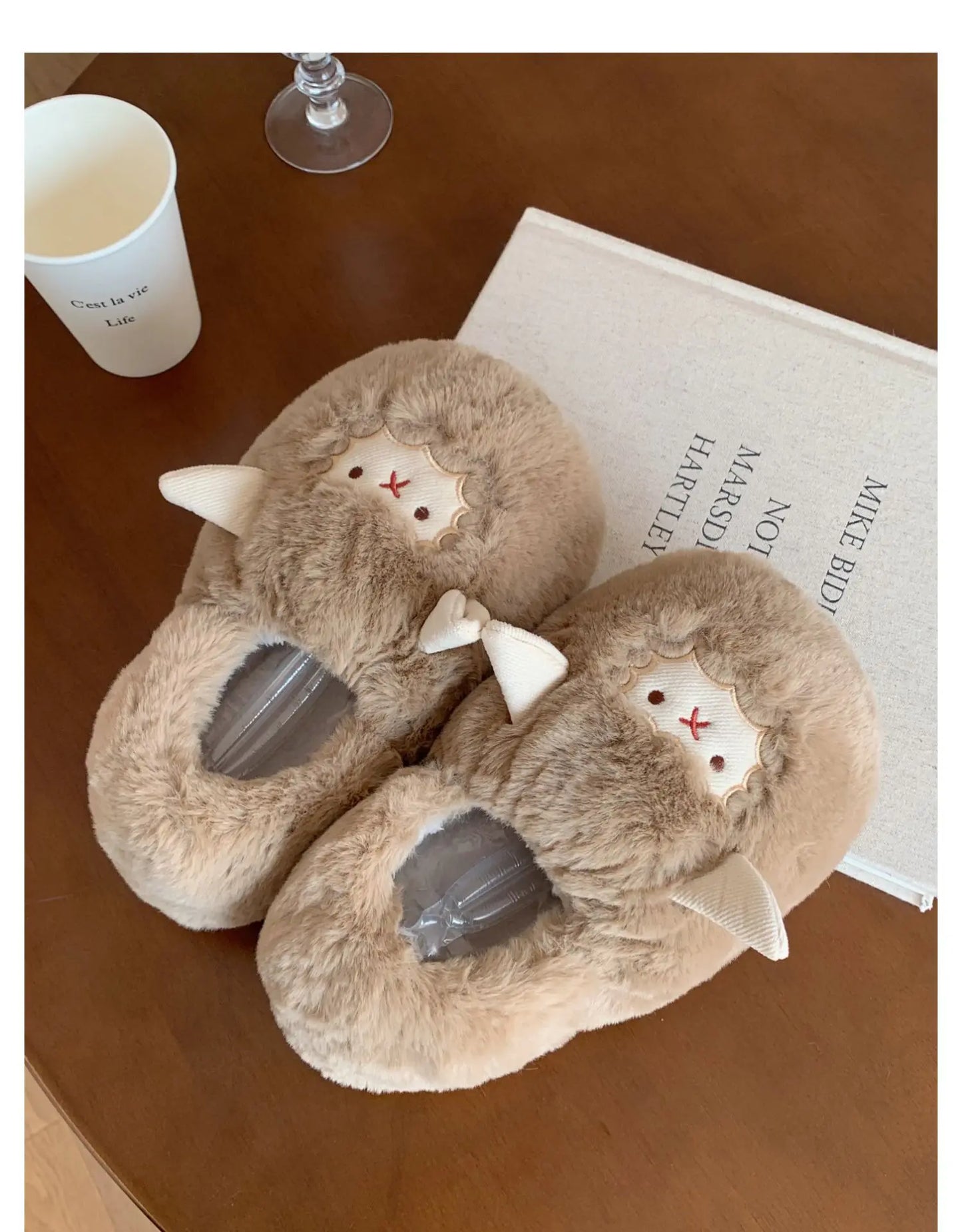Gacimy Winter Plush Slippers For Women Cute Milk Cow Fluffy Cotton Shoes Girls Fashion Cartoon Indoor Warm Comfortable Slippers