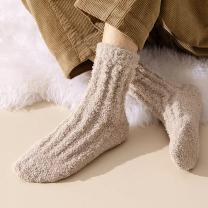 5 Pairs Coral Fleece Winter Socks Men Thick Warm Long Crew Socks Thermal  Cozy Fluffy Sleeping Socks Boys