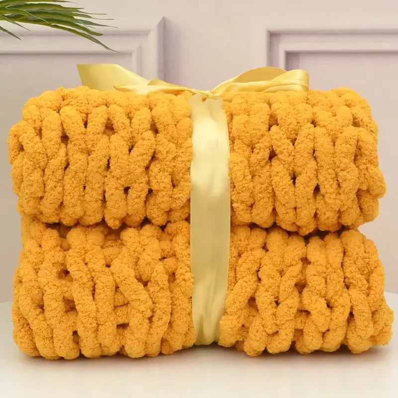 Plaid chenille chunky knit — Chaleur profonde & sensation de cocooning absolu