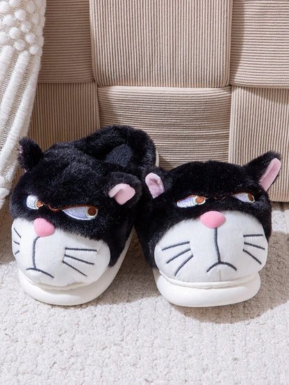 Men's Home Slippers New Cotton Slippers Couple Winter New Cute Cat Home Warm, Comfortable, Breathable Thick Bottom Thick Cotton