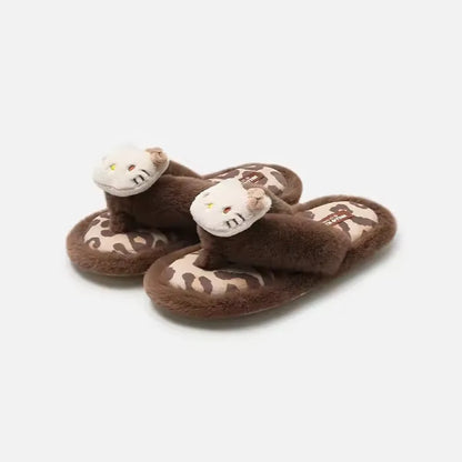 Autumn Winter Hello Kitty Slippers For Women Plush Kawaii Cute Sanrio Home Warm Cotton Slippers Cartoon Home Indoor Shoes Gifts