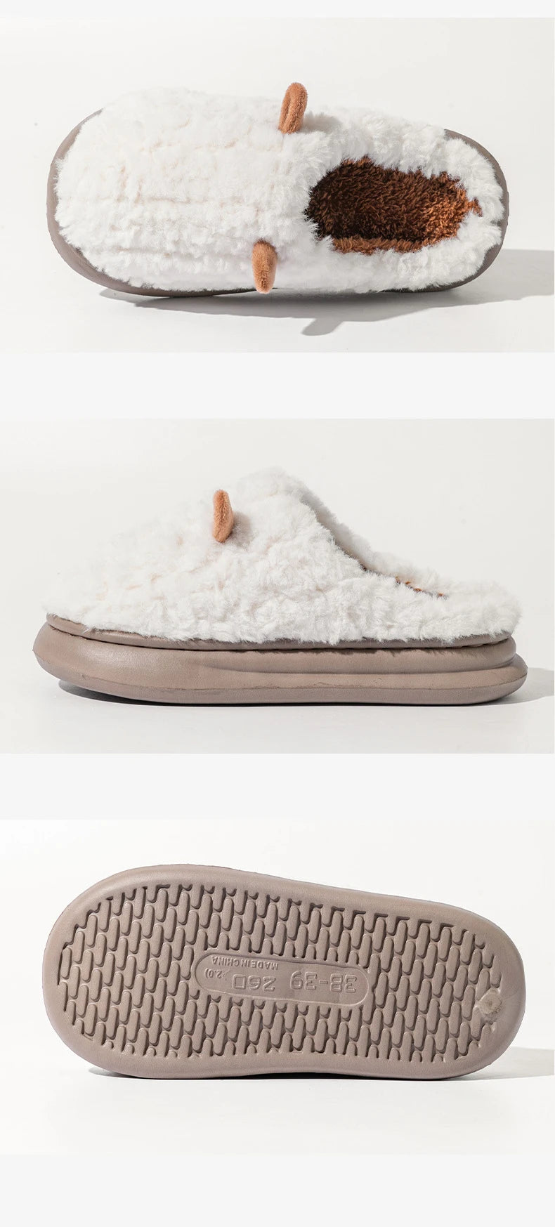 Women's Winter Slippers - Plush Fleece-Lined House Shoes, Warm Indoor/Outdoor Cotton Slippers with Non-Slip Sole