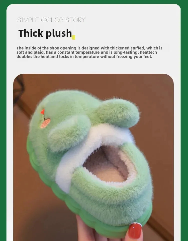 Thickened Cotton Slippers for Children Indoor Outdoor Home Wear Warm Booties with Heel for Boys And Girls in Winter