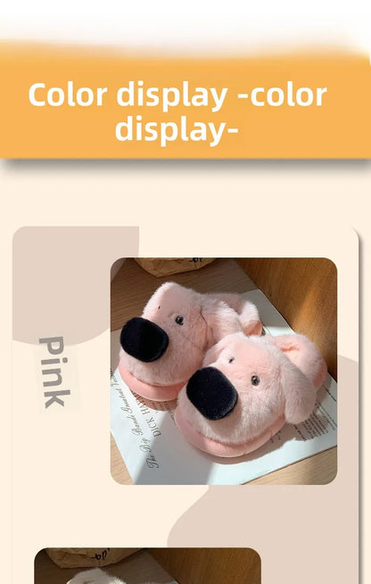 Children's Plush Slippers Anti-Slip Warm Home Indoor Wear Dog Cartoon Soft Soles Comfortable Cotton Slippers for Boys And Girls
