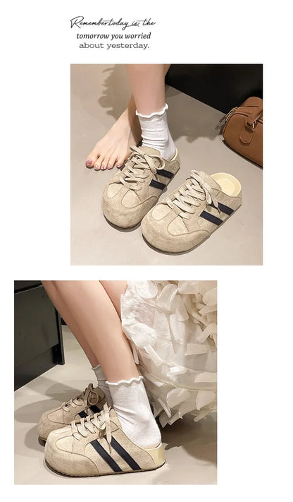 Birkent Women's Summer Outdoor Casual Slip-On Half Slippers Retro Heightening Knot Lazy Trainer Rubber Bottom Shoes