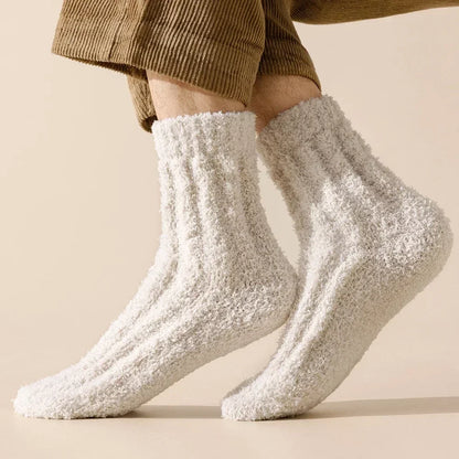 5 Pairs Coral Fleece Winter Socks Men Thick Warm Long Crew Socks Thermal  Cozy Fluffy Sleeping Socks Boys