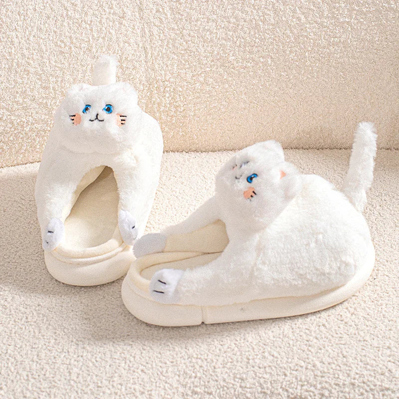 Gacimy Winter Plush Slippers For Women Cute Milk Cow Fluffy Cotton Shoes Girls Fashion Cartoon Indoor Warm Comfortable Slippers