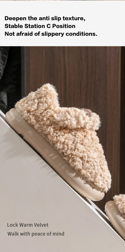 Cotton slippers for women, autumn and winter indoor home, soft bottom for warmth, plush cotton slippers for women, winter