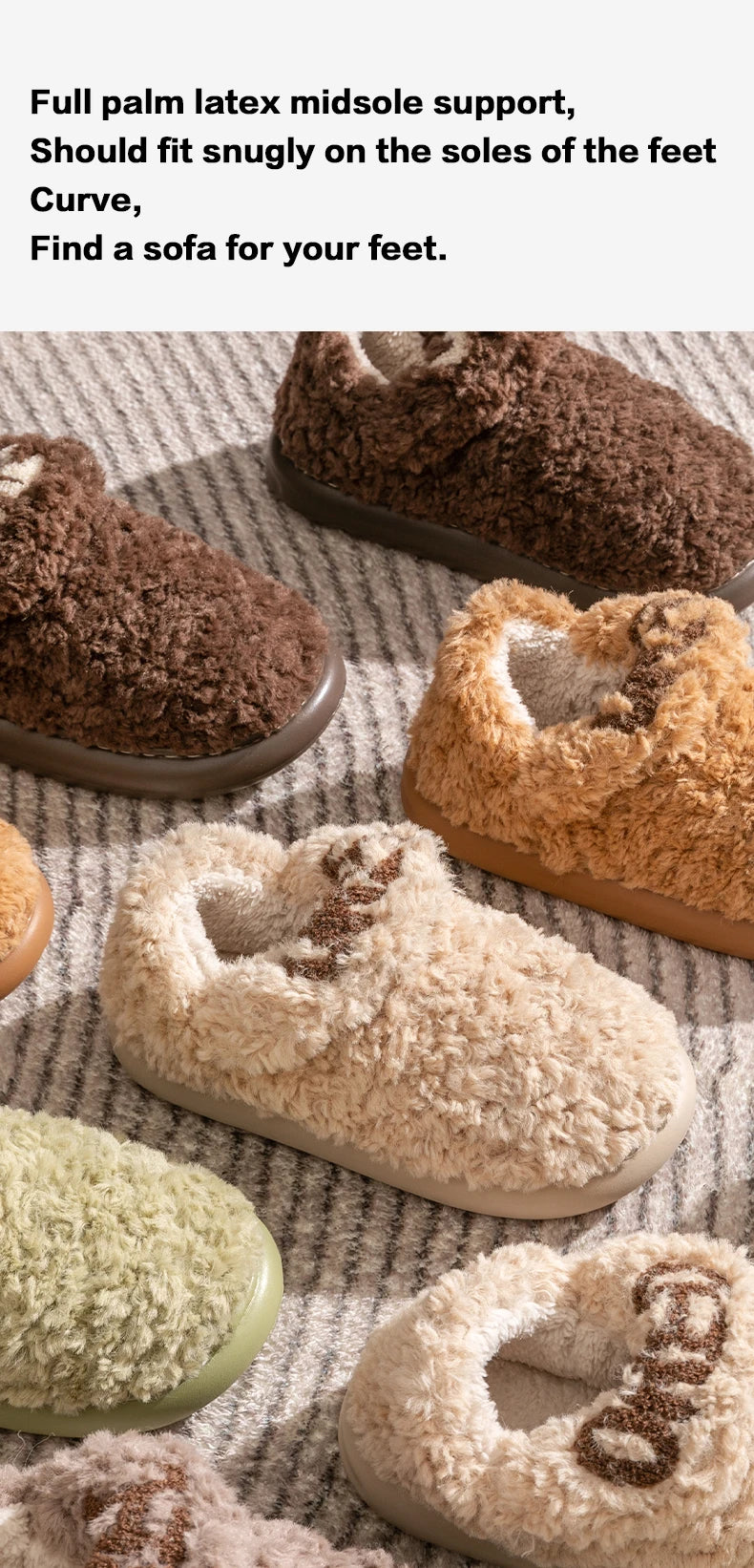 Cotton slippers for women, autumn and winter indoor home, soft bottom for warmth, plush cotton slippers for women, winter