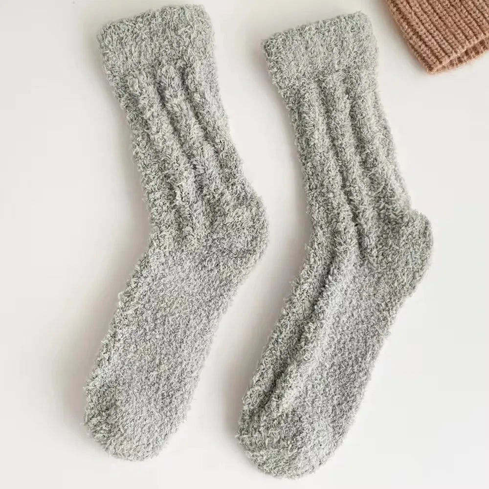 5 Pairs Coral Fleece Winter Socks Men Thick Warm Long Crew Socks Thermal  Cozy Fluffy Sleeping Socks Boys
