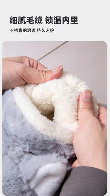 Men Home Cotton Slippers Cute Cartoon Dog Winter Warm Shoes For Couples Soft Plush Anti-slip Male Female Indoor Fluffy Slides