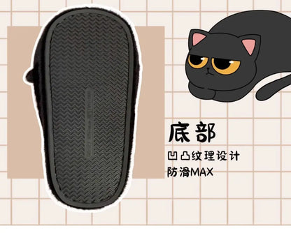 Winter black unhappy kitty slippers women men indoor home slides shoes ladies fun fuzzy kitten slipper cat lovers indoor shoes
