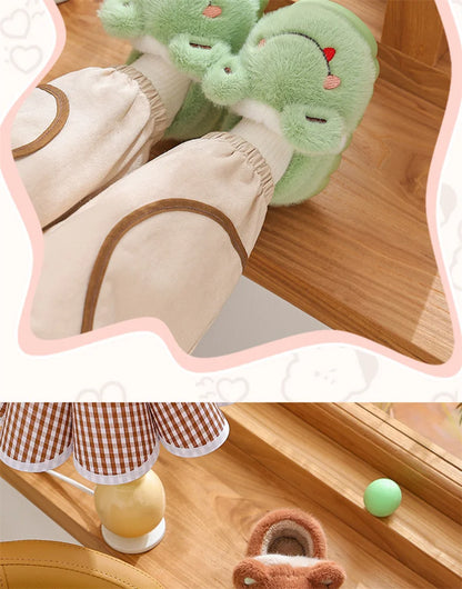 New Children's Cartoon Animals Wrap Plush Slippers Soft Sole Non-slip Winter Warm Baby Boys Girls Indoor Home Cotton Shoes