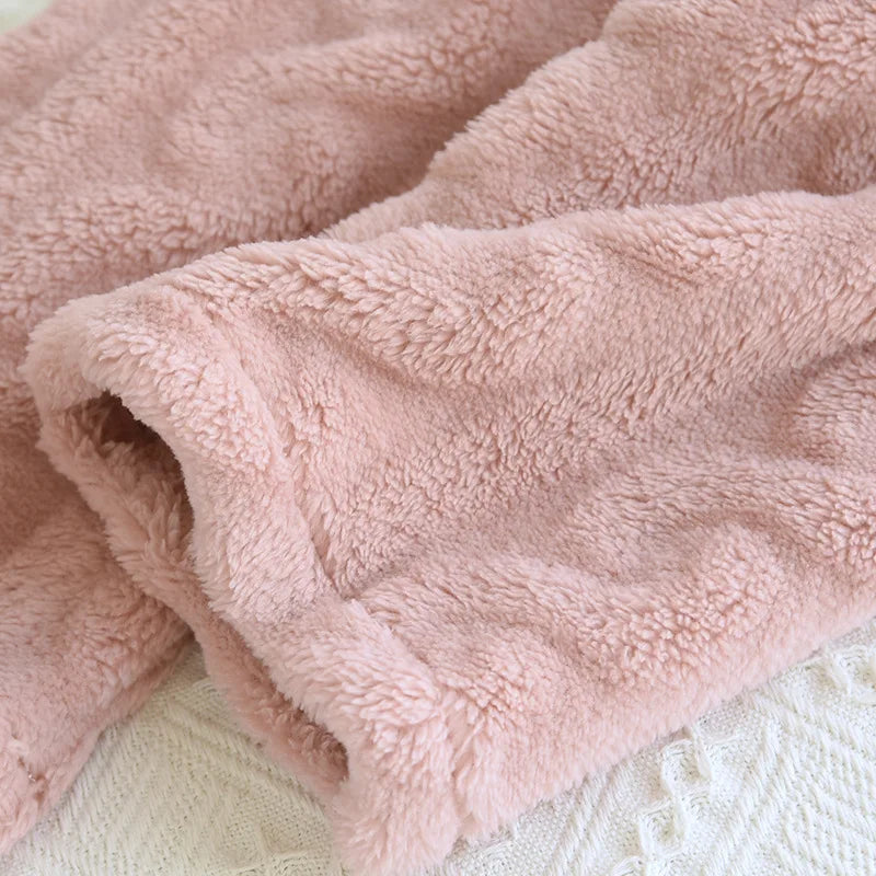 Thickened Flannel V-Neck Couple Sleepwear Long Sleeve Home Clothes Set for Autumn Winter Warm Polyester Fiber Open Cardigan