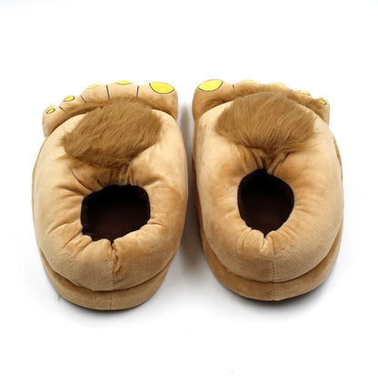 Creative Hobbit Plush Cotton Slippers Men's Large Size Home Use Gift Thick Bottom Warm Shoes Soft Home Slippers for Men