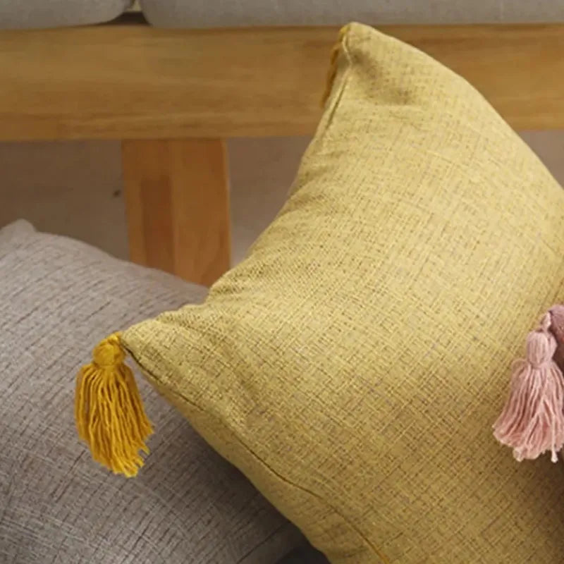 1/2Pcs Spring Throw Pillow Covers Linen Optic Sofa Tassel Pillow Cushion Cover Boho Gift Farmhouse Pillowcase Party Home Decor