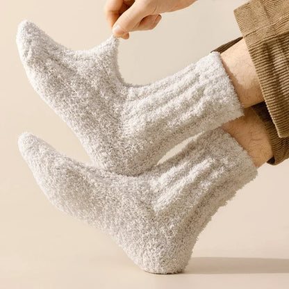 5 Pairs Coral Fleece Winter Socks Men Thick Warm Long Crew Socks Thermal  Cozy Fluffy Sleeping Socks Boys