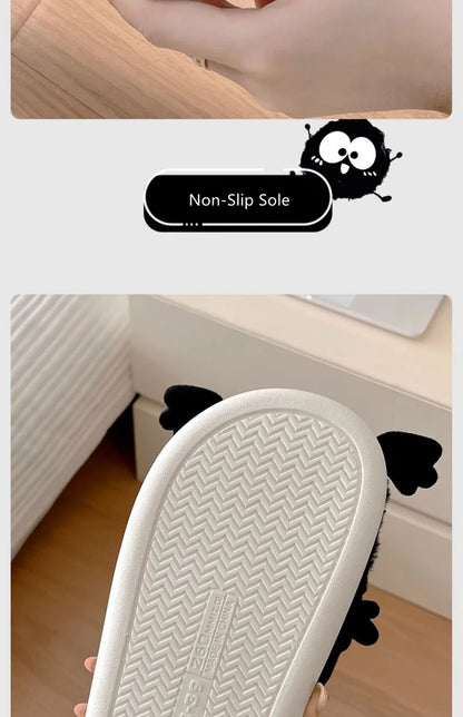 New Funny Slippers Women Plush Shoes Soft Bottom Home Cotton Shoes Woman Flip Flops Cute Cartoon Girls Furry Slippers