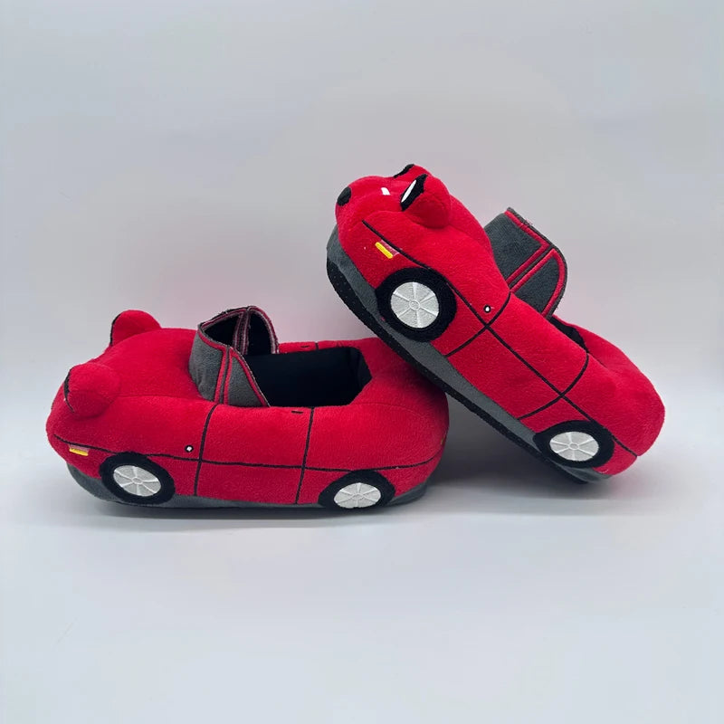 Red Car Plush Slippers Fun Vehicle Shape Stuffed Shoes Indoor Slippers Women Men warm House Slipper Christmas Gifts