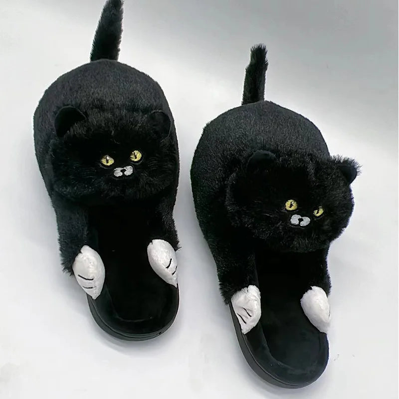 Cosy Cute British Shorthair Cat Slippers For Women Men Who Loves Kitty Indoor Fluffy Plush Home Shoes Fur Slides Mules Slippers