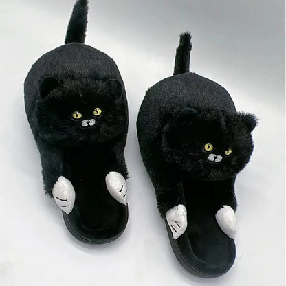 Cosy Cute British Shorthair Cat Slippers For Women Men Who Loves Kitty Indoor Fluffy Plush Home Shoes Fur Slides Mules Slippers