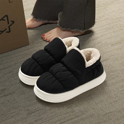 Winter Warm Thick Furry Women Ankle Boots Indoor Plush Slippers Ladies Men Outside Home Cotton Shoes