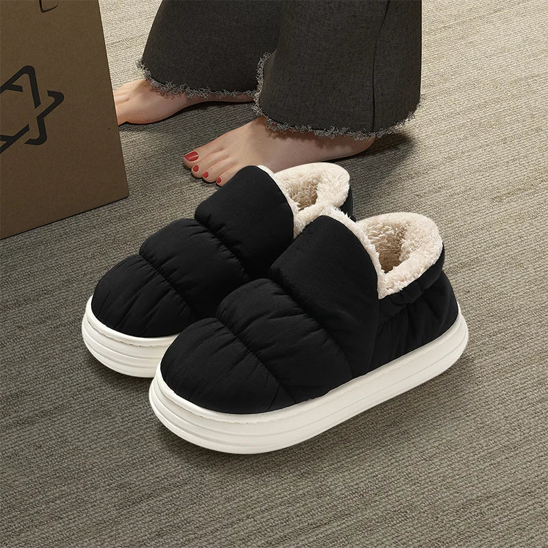 Winter Warm Thick Furry Women Ankle Boots Indoor Plush Slippers Ladies Men Outside Home Cotton Shoes