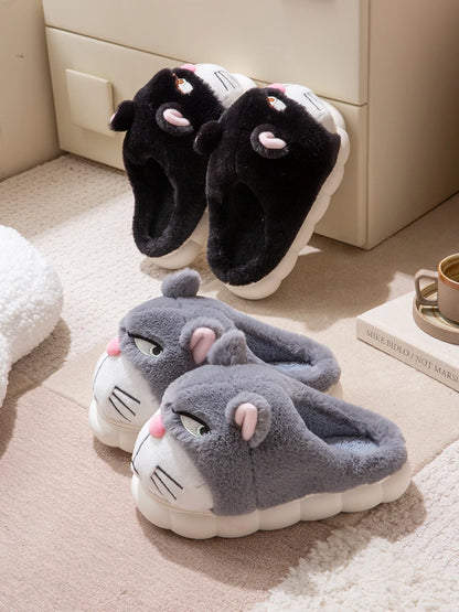 Men's Home Slippers New Cotton Slippers Couple Winter New Cute Cat Home Warm, Comfortable, Breathable Thick Bottom Thick Cotton